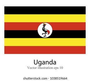 High Detailed vector flag of Uganda isolated on white background. Vector illustration eps 10.