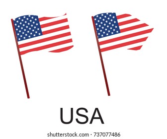 High Detailed Vector Flag of USA (United States of America) isolated on white background. Vector illustration eps 10.