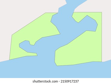 High detailed vector Guantanamo Bay Naval Base physical map, topographic map of Guantanamo Bay Naval Base on white with rivers, lakes and neighbouring countries. 