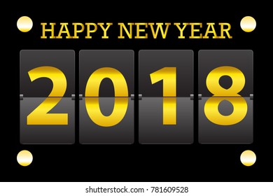 High Detailed Vector Happy New Year  2018 background with gold calendar. Vector illustration eps 10.