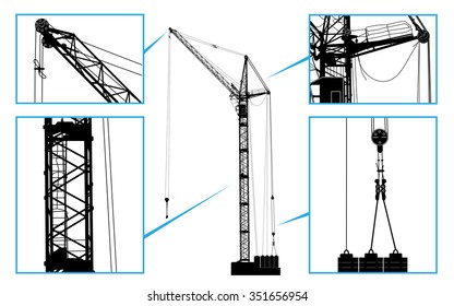 High detailed vector hoisting crane. Vector illustration