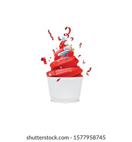 High detailed vector icecream with lots of decorations and red ribbons like Christmas tree,2020 new year background.