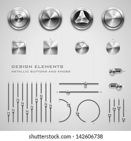 High detailed vector illustration of metallic buttons and knobs.