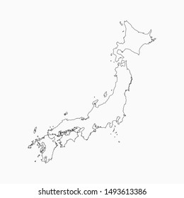 High Detailed Vector Japan Country Outline Border Map Isolated On Background. State Template Japanese Islands Trip Pattern, Report, Infographic, Backdrop. Asia Nation Business Silhouette Sign Concept.