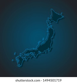 High Detailed Vector Japan Country Outline Border Map Isolated On Background. State Template Japanese Islands Trip Pattern, Report, Infographic, Backdrop. Asia Nation Business Silhouette Sign Concept.