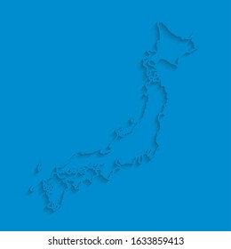 High Detailed Vector Japan Country Outline Border Map Isolated On Background. State Template Japanese Islands Trip Pattern, Report, Infographic, Backdrop. Asia Nation Business Silhouette Sign Concept.