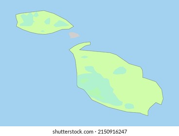 High detailed vector Malta physical map, topographic map of Malta on white with rivers, lakes and neighbouring countries. Vector map suitable for large prints and editing.