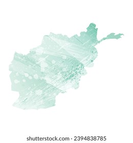 Mapa vectorial detallado alto. Afganistán. Estilo acuarela. Color acuamarina.