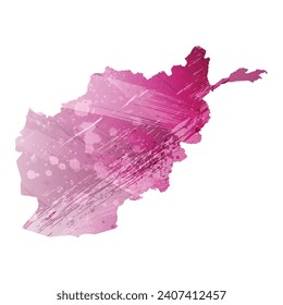 Hohe detaillierte Vektorkarte. Afghanistan. Aquarell. Amaranth, tieflila Farbe.