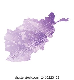 High detailed vector map. Afghanistan. Watercolor style. Amethyst purple color.