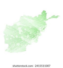 High detailed vector map. Afghanistan. Watercolor style. Light lettuce color. Pastel green.