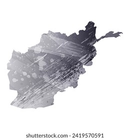 High detailed vector map. Afghanistan. Watercolor style. Anthracite gray color. 
