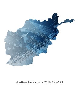 High detailed vector map. Afghanistan. Watercolor style. Deep blue color. Berlin azure.