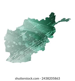Mapa vectorial detallado. Afganistán. Estilo acuarela. Color verde turquesa.