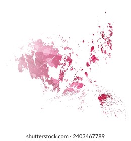 High detailed vector map. Aland Islands. Watercolor style. Amaranth purple color.