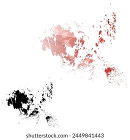 High detailed vector map. Aland Islands. Set of two cards. Watercolor style. Red color. Black card.