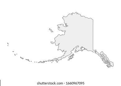 High detailed vector map. Alaska USA state. American flag.