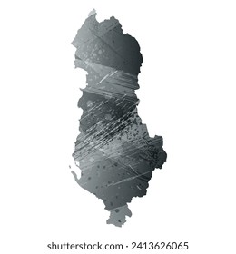 High detailed vector map. Albania. Watercolor style. Anthracite gray. Dark gray. Black color.