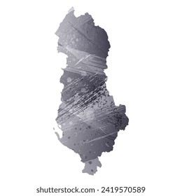 High detailed vector map. Albania. Watercolor style. Anthracite gray color. 