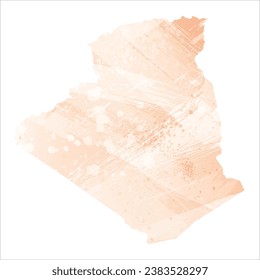 High detailed vector map. Algeria. Watercolor style. Apricot color.