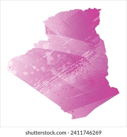 High detailed vector map. Algeria. Watercolor style. Amaranth light cherry pink color.