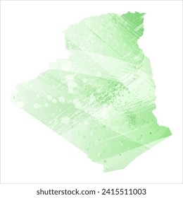 High detailed vector map. Algeria. Watercolor style. Light lettuce color. Pastel green.
