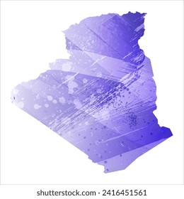 High detailed vector map. Algeria. Watercolor style. Aspid blue color. A violet, delicate, pastel color.