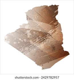 High detailed vector map. Algeria. Watercolor Style. Beige and brown color.