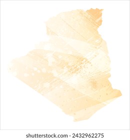 High detailed vector map. Algeria. Watercolor style. Yellow color.
