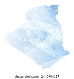 High detailed vector map. Algeria. Watercolor style. Pale cornflower. Blue color.
