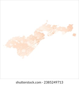 High detailed vector map. American Samoa. Watercolor style. Apricot color.