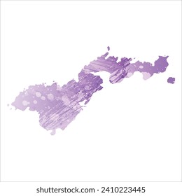 High detailed vector map. American Samoa. Watercolor style. Amethyst purple color.