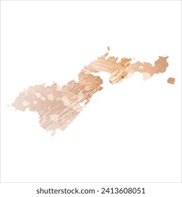 High detailed vector map. American Samoa. Watercolor style. Antique brass. Light brown. Gold color.
