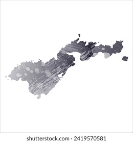 High detailed vector map. American Samoa. Watercolor style. Anthracite gray color. 