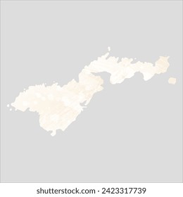 High detailed vector map. American Samoa. Watercolor style. Banana color. Pastel yellow color.

