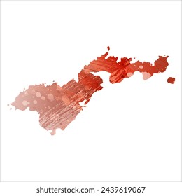 High detailed vector map. American Samoa. Watercolor style. Bismarck-furioso. Red color.
