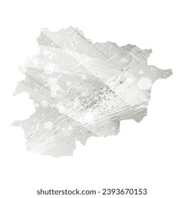 Mapa vectorial detallado alto. Andorra. Estilo acuarela. Agate gris.