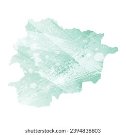 High detailed vector map. Andorra. Watercolor style. Aquamarine color.