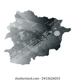 High detailed vector map. Andorra. Watercolor style. Anthracite gray. Dark gray. Black color.