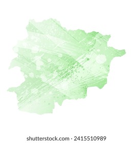 High detailed vector map. Andorra. Watercolor style. Light lettuce color. Pastel green.