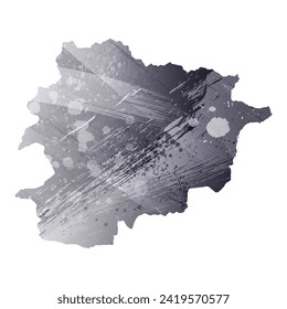 High detailed vector map. Andorra. Watercolor style. Anthracite gray color. 