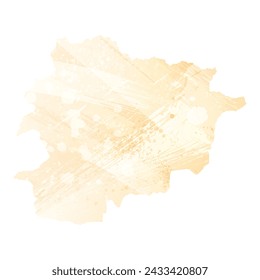 High detailed vector map. Andorra. Watercolor style. Yellow color.
