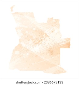 Hohe detaillierte Vektorkarte. Angola. Aquarell-Stil. Aprikosenfarben.
