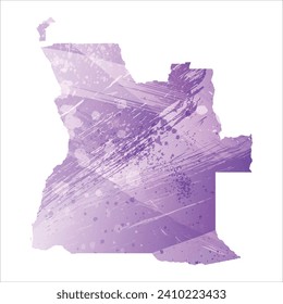 High detailed vector map. Angola. Watercolor style. Amethyst purple color.