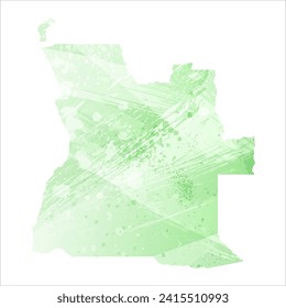 High detailed vector map. Angola. Watercolor style. Light lettuce color. Pastel green.