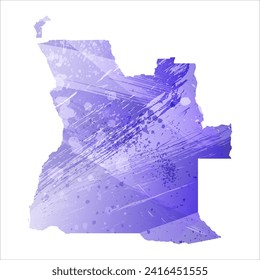 High detailed vector map. Angola. Watercolor style. Aspid blue color. A violet, delicate, pastel color.