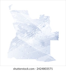 High detailed vector map. Angola. Watercolor style. Periwinkle color. Pastel lilac color. Delicate purple.
