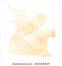 High detailed vector map. Angola. Watercolor style. Yellow color.