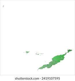 High detailed vector map. Anguilla. Watercolor style. Green color. Salacious emerald color.