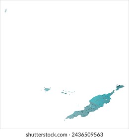 High detailed vector map. Anguilla. Watercolor style. Turquoise blue color. Blue is a deep color.